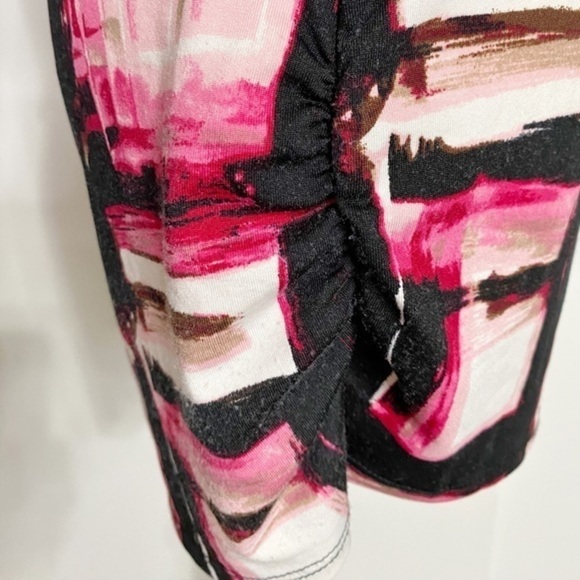 New Directions Pink and Black Abstract Print Short Sleeve Top - Picture 7 of 9